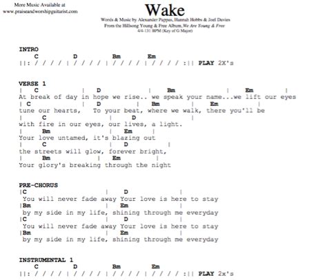 wake chords|hiillsong awake chords.